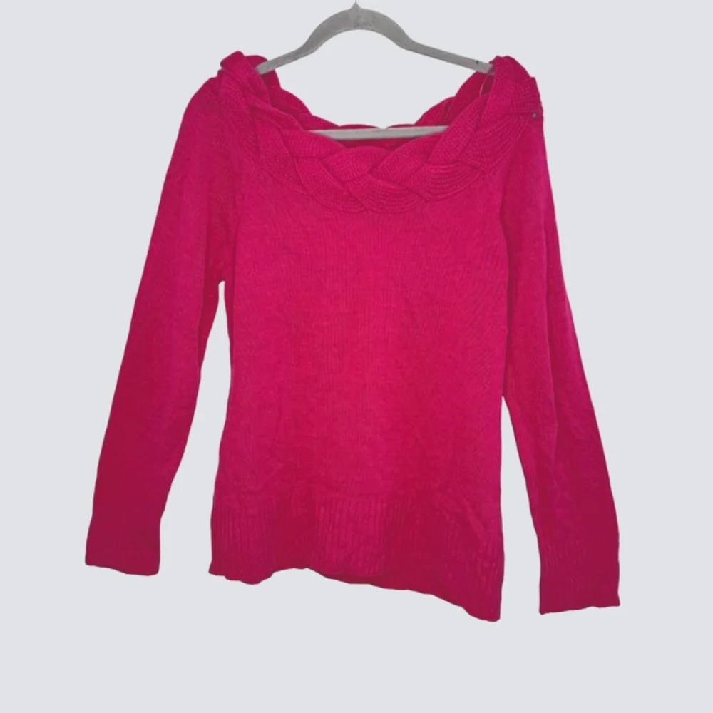 NEW JohnPaulRichard Pink Braided Collar Pullover Sweater Size XL